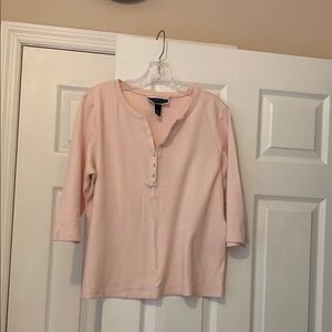 Karen Scott Light Pink Henley Blouse
